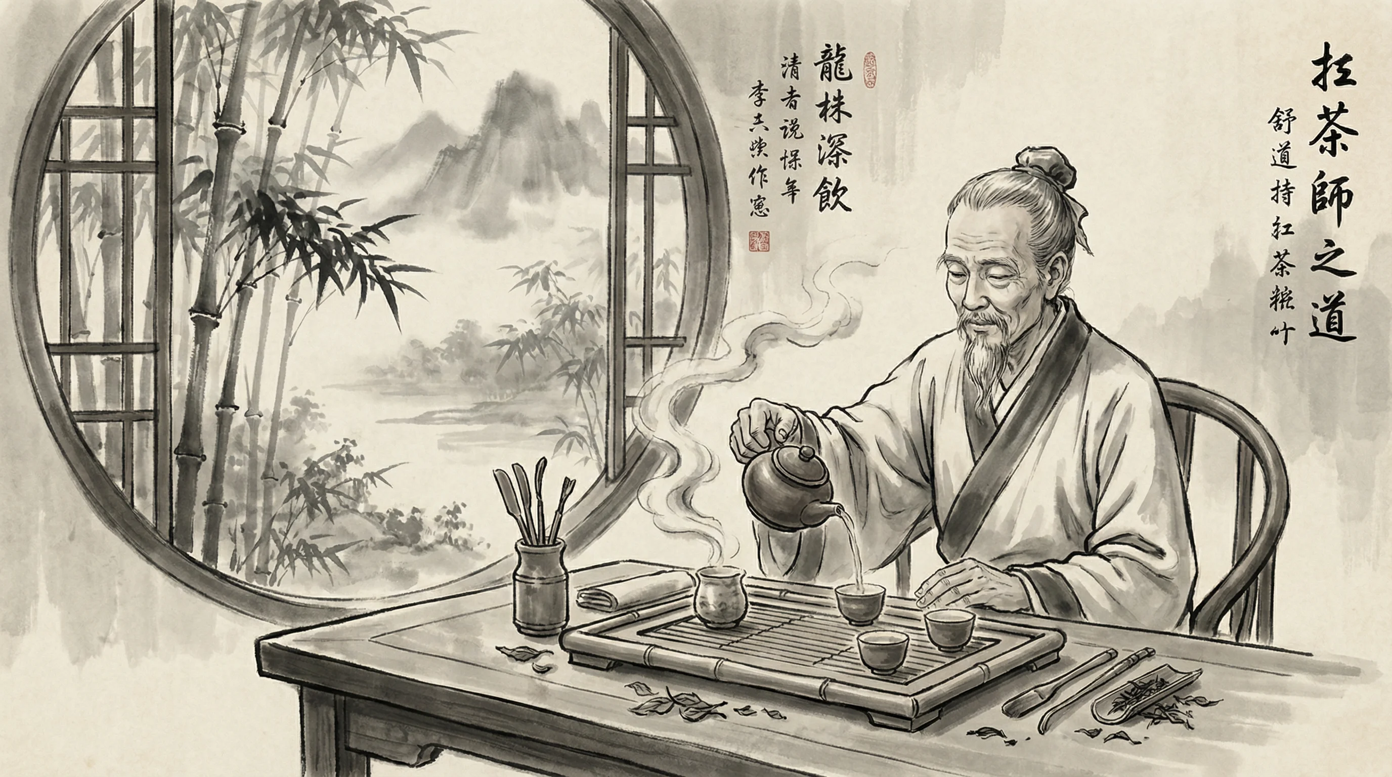 南宫28茶道禅意水墨画